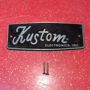 Vintage  Kustom Guitar Bass PA Amplifier Logo - 5" Diecast Metal Amp Name Plate!