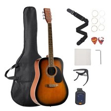 41 in Dreadnought Acoustic Guitar Beginner Bundle Gig Bag for Adult Sunburst