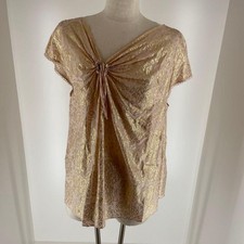Tsumori Chisato Gold Glitter Print Top Short Sleeve Used Pink