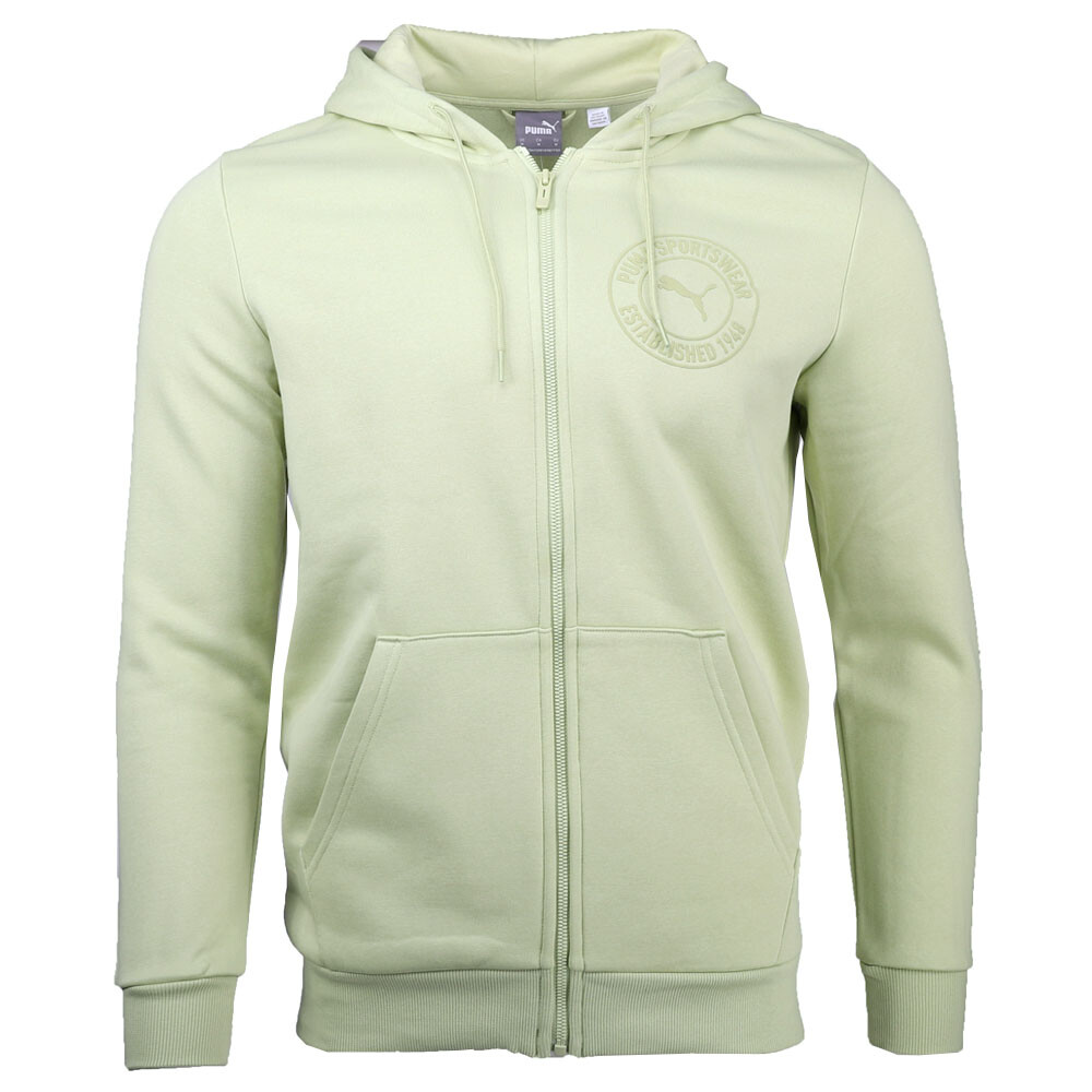 Спортивная одежда Puma в тон с графическим принтом и капюшоном на молнии, мужская повседневная верхняя одежда зеленого цвета 684732