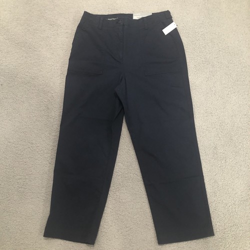 Talbots High Waist Patch Pocket Crop Straight Leg Navy Pants Sz 10 NWT ($80)