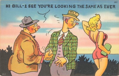Postcard Comic Looking Same As Ever Men Woman