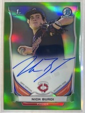 Nick Burdi 2014 Bowman Draft Chrome Green Refractor Auto #d 98/99 #BCANB Yankees