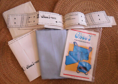 Ghee's Portfolio Handbag PATTERN #801 + Pale Blue Silky Look FABRIC 44''W x 37''L