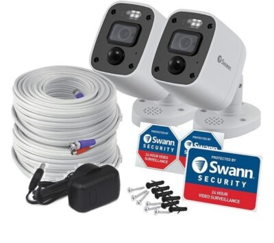 Swann PRO-4KMQBPK2 4K Enforcer Bullet CCTV Kamera Blitz Sirene Audio DVR 5680 x 2