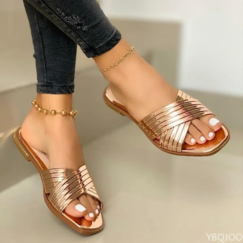 PANTOFOLA D’ORO 2025 Nuovo Metallo Croce Moda Donna Ciabatte Donna Sandali Lusso Donna