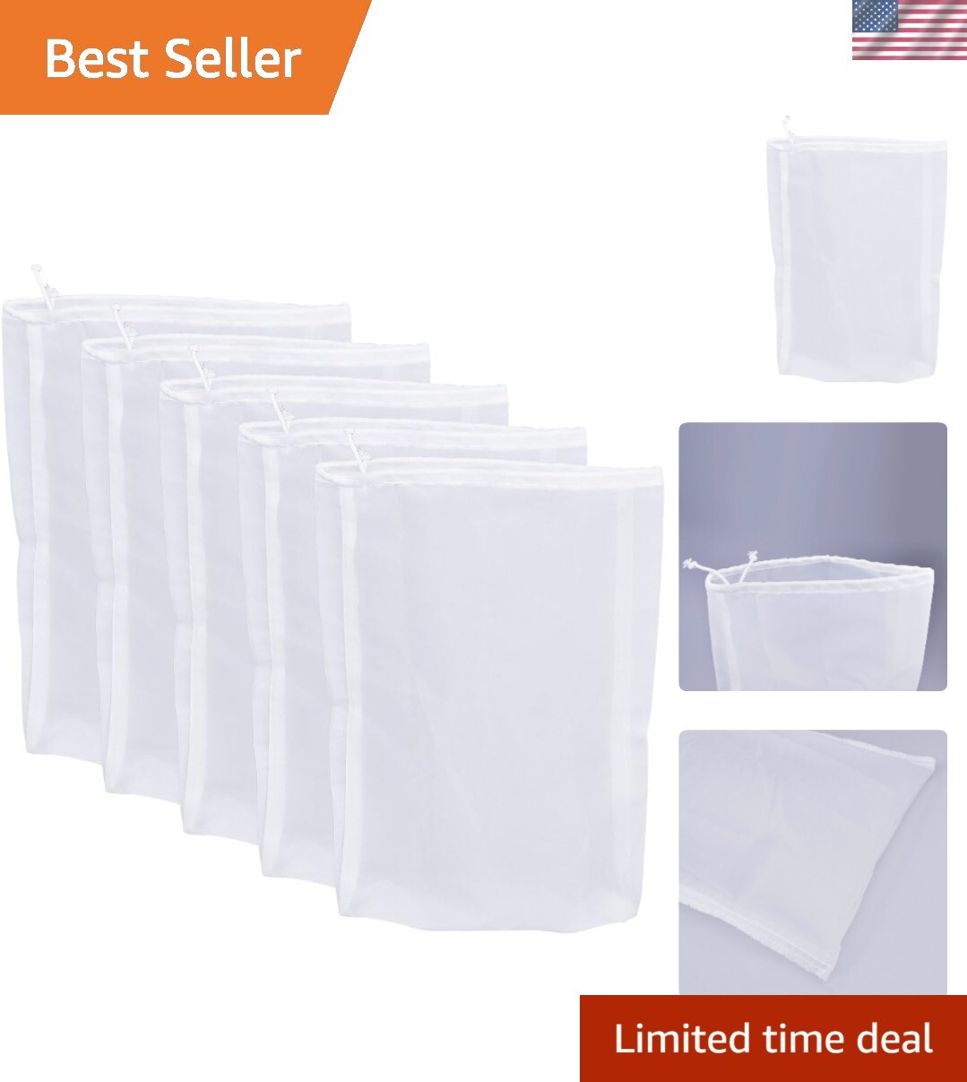 75 Micron Fine Mesh Nylon Straining Bag – Multi-Purpose Food Strainer for Brewing, Juicing, and More – Durable & Versatile Kitchen Tool