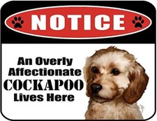 Notice an Overly Affectionate Cockapoo Lives Here 9 inch x 11.5 inch Laminated D