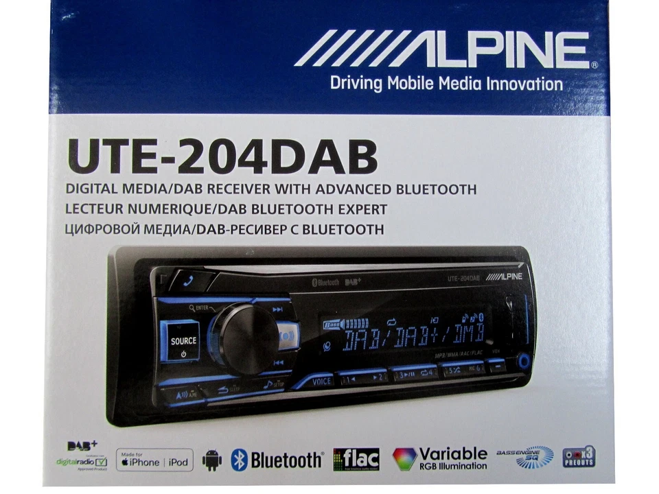 ALPINE UTE-204 DAB USB Bluetooth Radio Digitalradio DAB+ Antenne inklusive - Bild 3 von 4