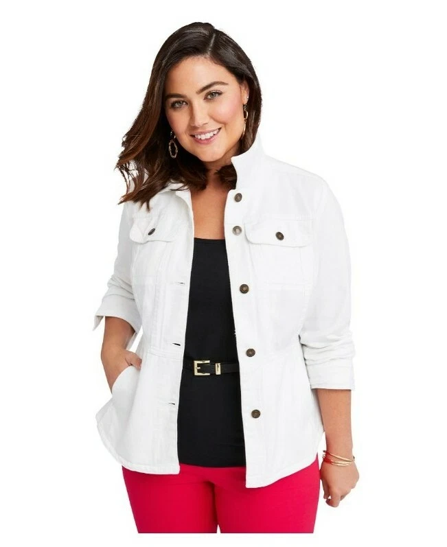 Peplum denim hotsell jacket plus size