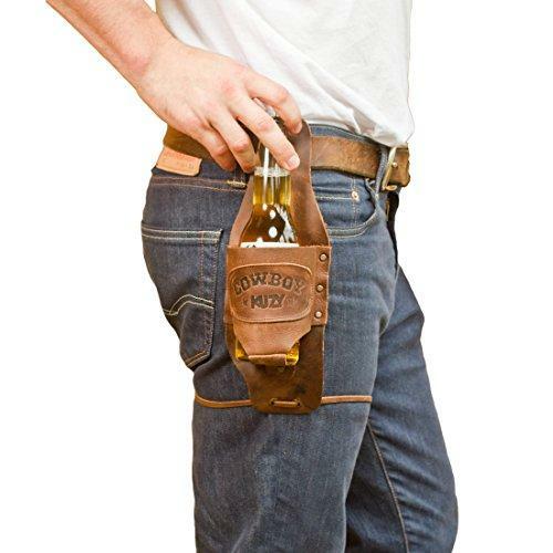 Hide Drink, Leather Cowboy Buzy Beer Holster, Handsfree Beverage