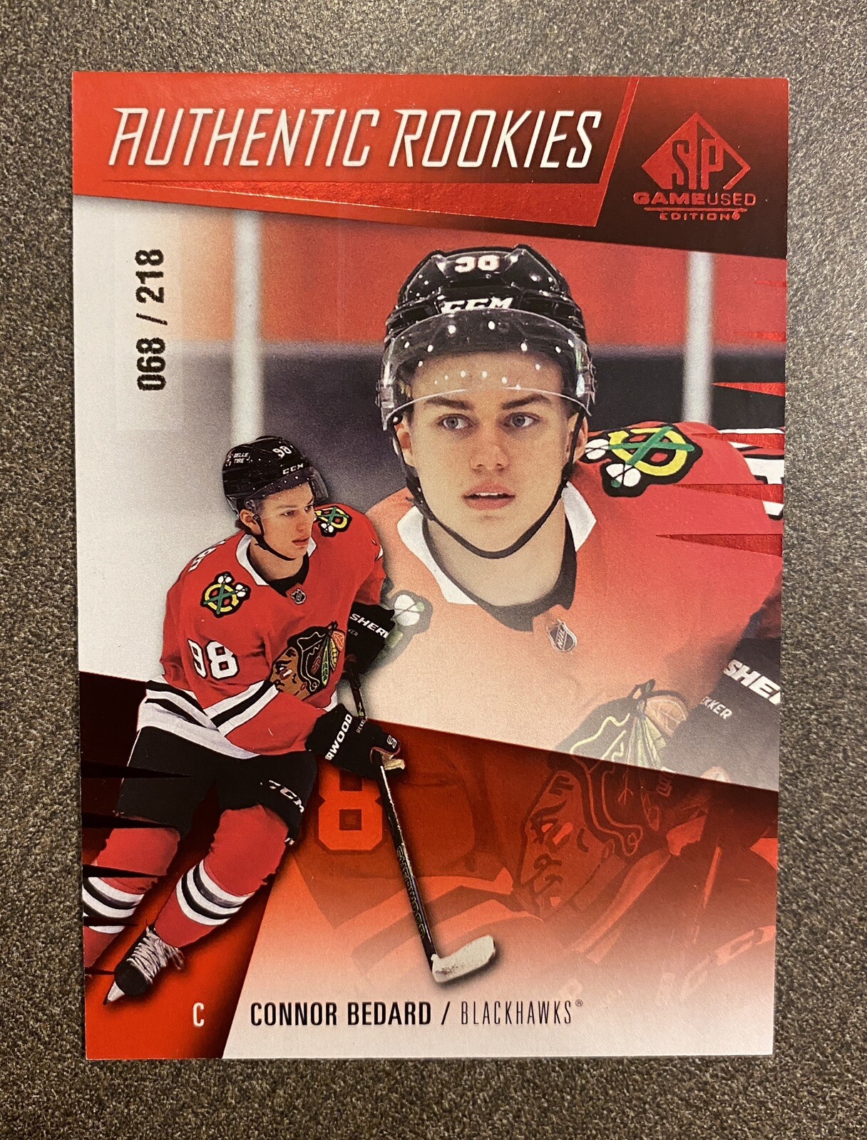 2023-24 Upper Deck SP Game Used Authentic Rookies Red Connor Bedard /218