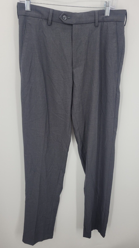Croft and Barrow Pants Mens 32x35 Gray Flat Front Classic Fit Dress Slacks