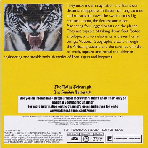 LIONS, LEOPARDS & TIGERS: SUPERCATS ( THE DAILY TELEGRAPH Newspaper DVD ) - Picture 2 of 3