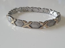 Silver Gold Plated Magnetic Link Bracelet - Two Tone Magnetic Bracelet Hexagon