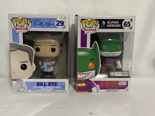 Funko Pop! Heroes Lootcrate Exclusive The Joker Batman #65 & Bill NYE #29 Lot 2