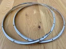 LEEDY Multi-Model Snare Drum RIMS Lot of 2x 20s Vtg 14" Chrome Hoop Counterhoops