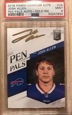 2018 PANINI DONRUSS ELITE ROOKIE JOSH ALLEN PEN PALS AUTO GOLD INK MINT 9 POP 1 