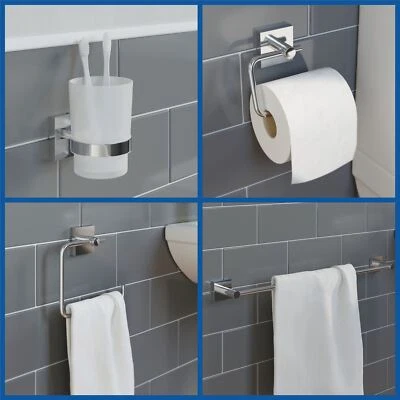 AFFINE Bathroom WC Robe Hook Toilet Roll Holder Tumbler Towel Rail Ring Accessories Set
