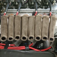 8x Titanium 2500° 6" Spark Plug Wire Boots Protector Sleeve Heat Shield Cover