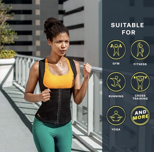 NWT Hot Shapers Neotex Smart Fabric Cami Tank Top Black Yellow Women’s Large