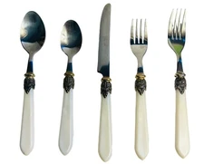 Hanford Forge HF LTD Stainless Flatware Plastic Handle Hsv156 35 Piece Set VTG