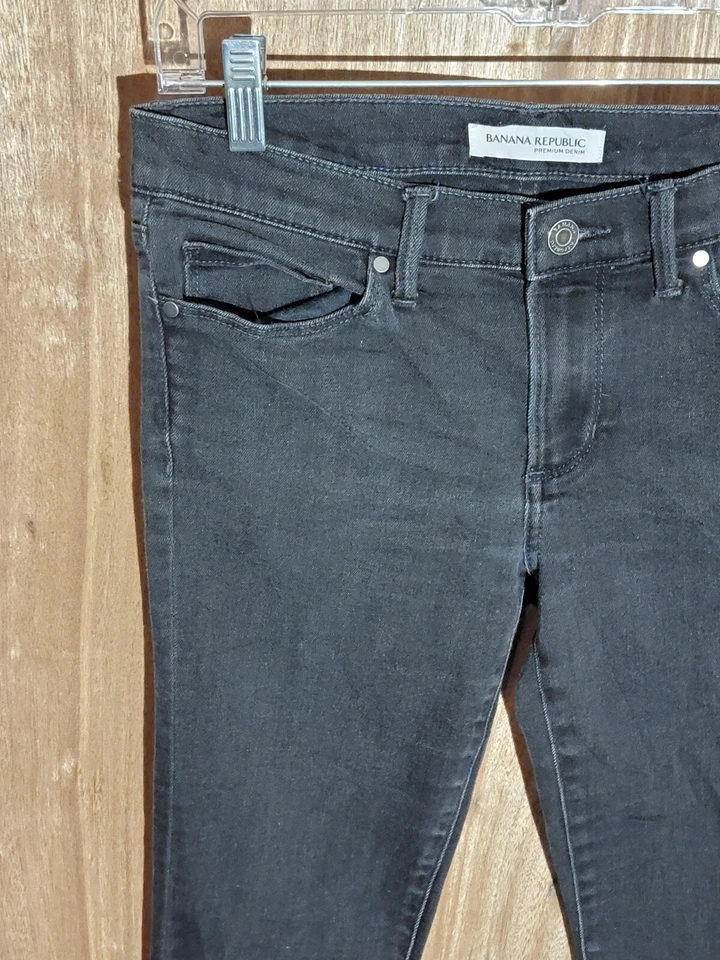 banana republic jeans womens size 27p skinny stretch low rise denim black - Image 2 of 4