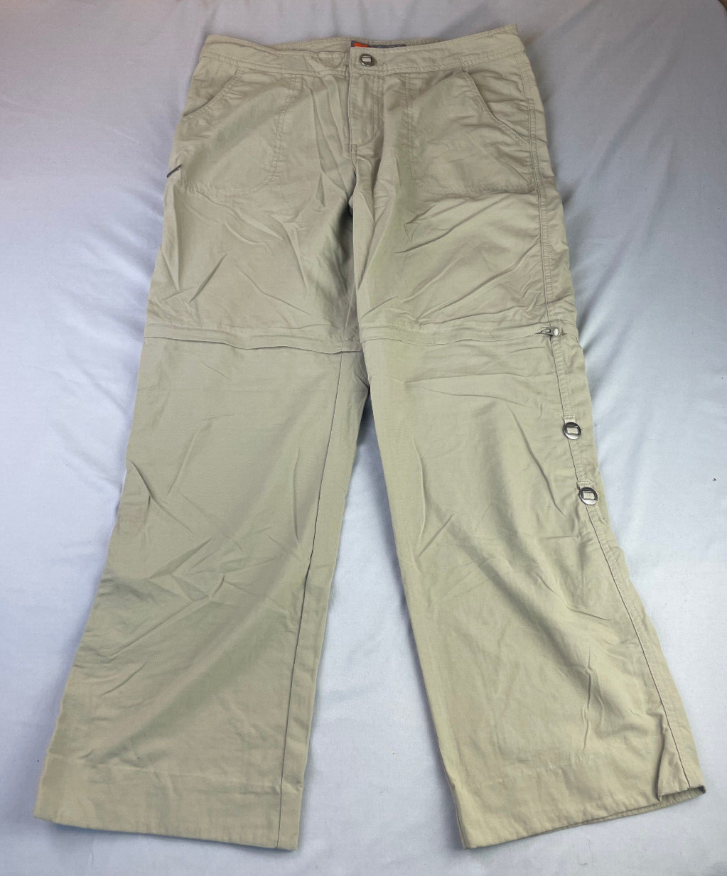 MERRELL Opti Wick UPF 50+ donna taglia 10 pantaloni beige zip gamba outdoor pantaloncini