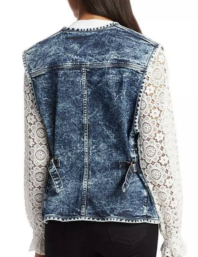 nwot - See by Chloe Zip Faded Indigo Denim Vest Size 4 (IT