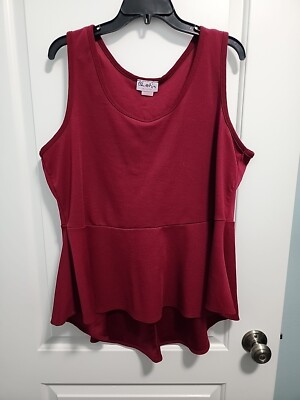 Maroon Puplum Plus Size Top Sz 3x