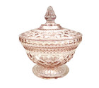 Vintage Pink Anchor Hocking Wexford Covered Lid Candy Dish Bowl Compote USA Made