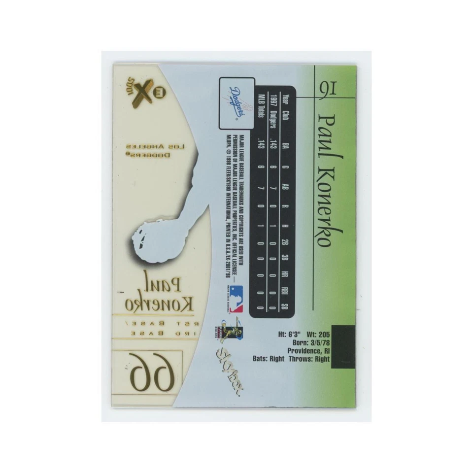 Paul Konerko 1998 SkyBox E-X2001 acetato #91 Los Angeles Dodgers casi nuevo Foto 2 de 3