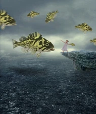 high quality oil handpainted painting  on canvas-girl with fish