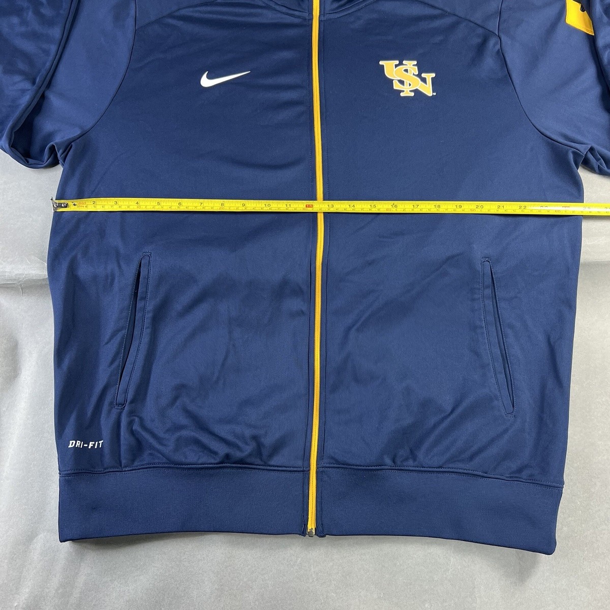 Nike Jacket Large Navy Blue Mens Swoosh Full Zip Dri-Fit Athletic