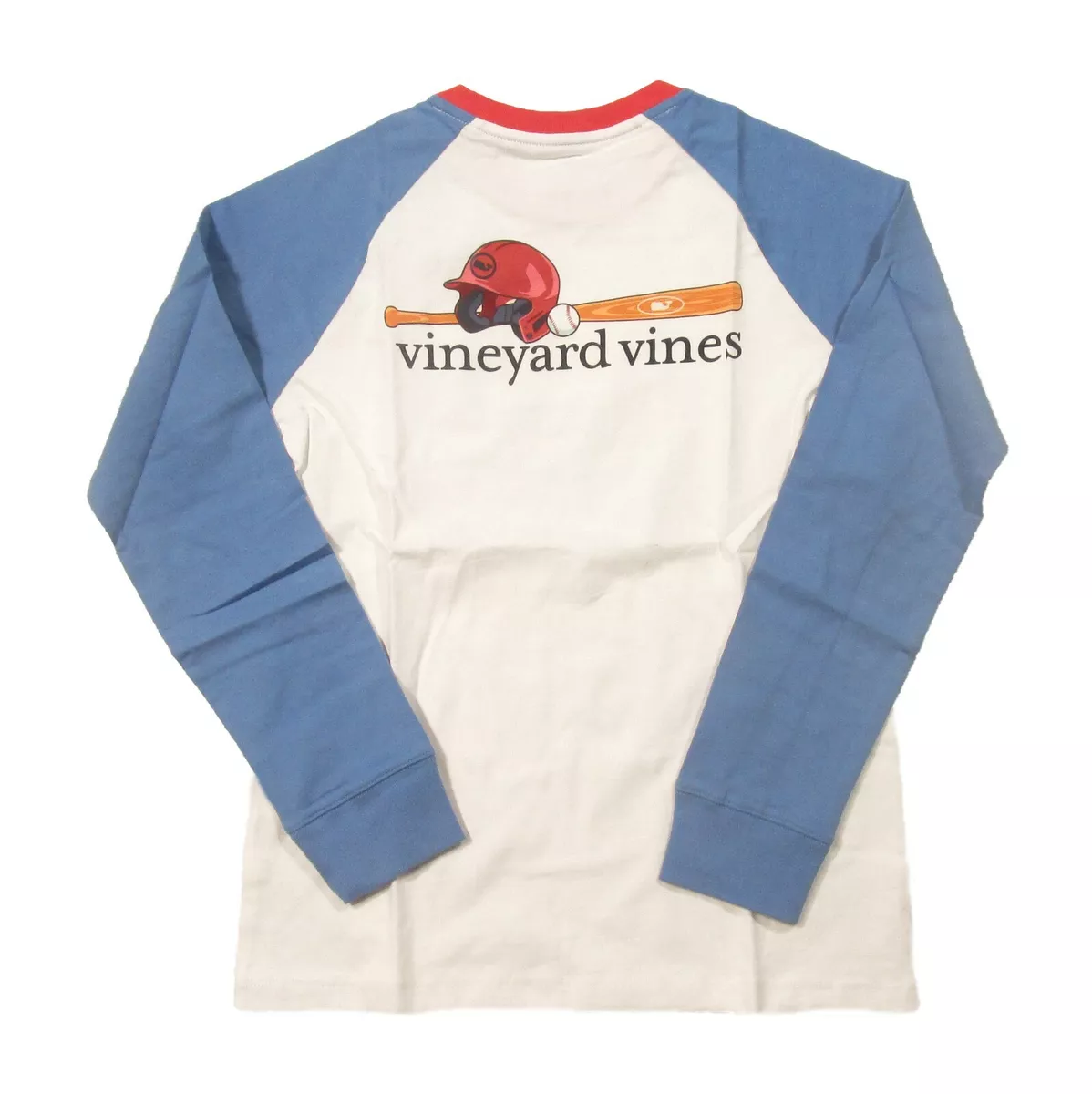 Vineyard Vines Boys White Raglan Baseball Graphic Long Sleeve Pocket T-Shirt