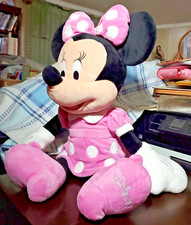 DISNEY PLUSH MINNIE MOUSE Doll W/ Pink Polka Dot Dress  Big Bow Large 24" Inch