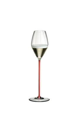 1 RIEDEL High Performance Champagnerglas, roter Stiel, Sektgläser,