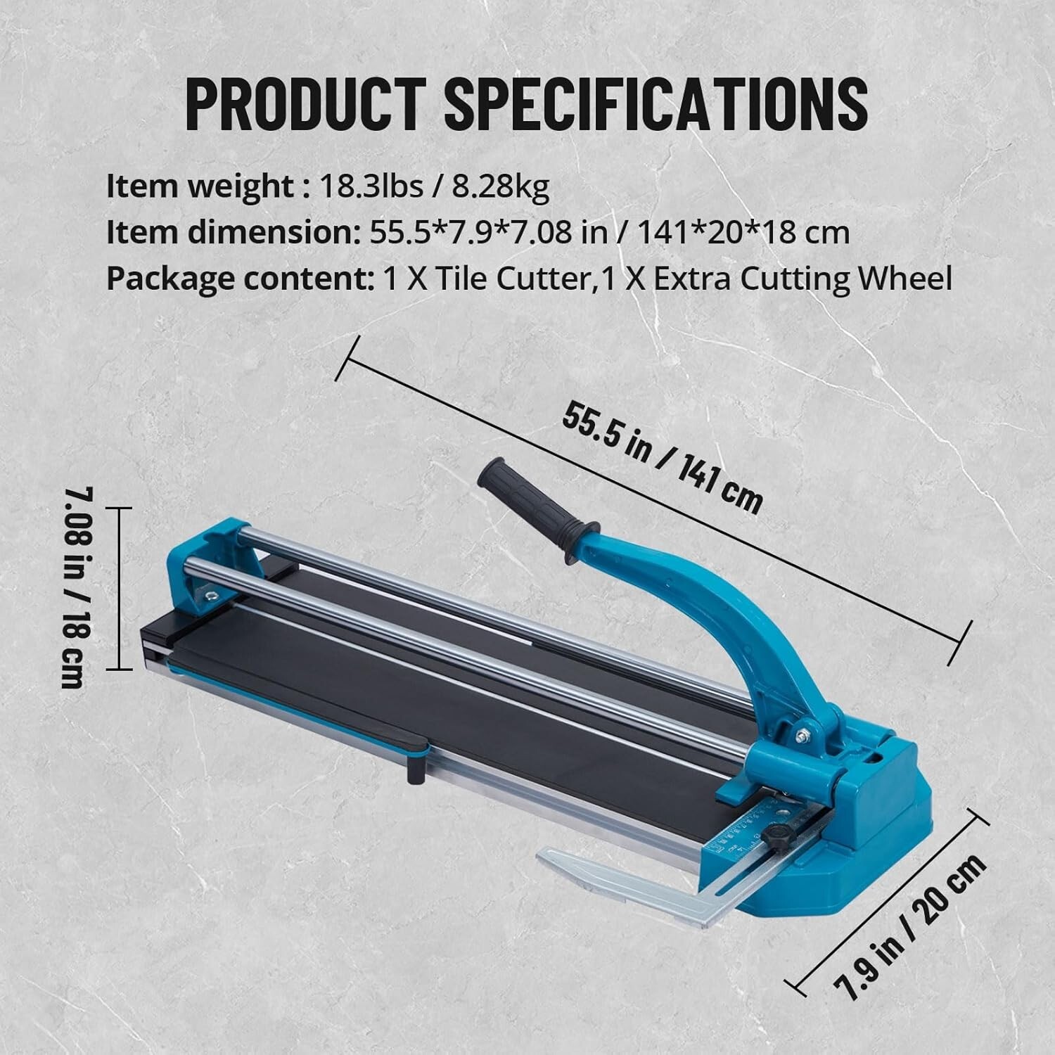 48 inch Double Rails Manual Tile Cutter With Tungsten Carbide Cutting Wheel