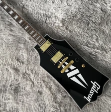 Solid Body Modern Electric Guitar Black HH Pickups Gold Hardware Free Shipping