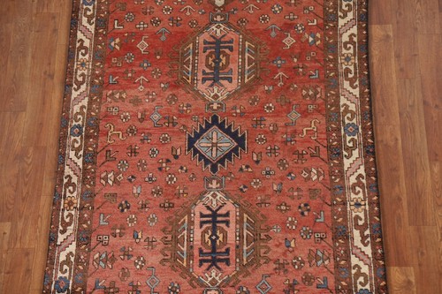 Vintage Heriz Geometric Runner Rug 4x11 Wool Hand-knotted Traditional Rug - Picture 5 of 23