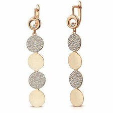 Sterling Silver Polished Circle White Clear CZ Long Dangle Drop Earrings, 2.35"