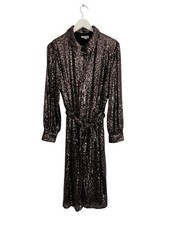 Monsoon New Sequin Dress Shirt Brown Belted Size L 14 Megan RRP £100 