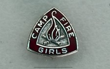 Vintage Camp Fire Girls Pin Brooch Sterling & Enamel Features Sterling Silver