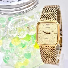 Seiko Dolce 9521 5210 Mens Watch Diamond 2P Gold Stainless Ready Timepiece