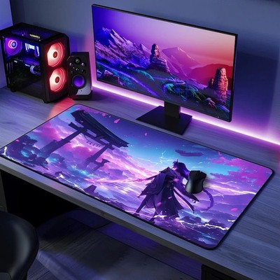 Raiden Shogun Desk Mats, Genshin Impact Gaming Mouse Pad, Electro Samurai Decor
