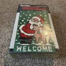 Vintage Bucilla Latch Rug or Wall Hanging Kit Santa And Fawn 12915 Sealed Box