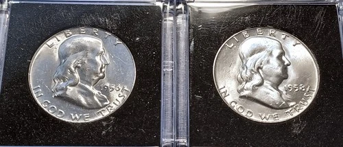 Choice BU 1956-P & 1958-D Franklin Half Dollars