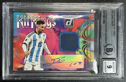 LIONEL MESSI BAS AUTH AM STICKER AUTO 2023-24 PANINI DONRUSS KIT KINGS JERSEY