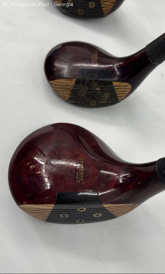 Vintage Titleist Acushnet Persimmon Wood Set RH 1-3-4-5 Steel Regular D2 A2AR5A - Image 4 of 4