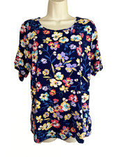 Womens CROFT & BARROW Sz L Navy Floral Short ...